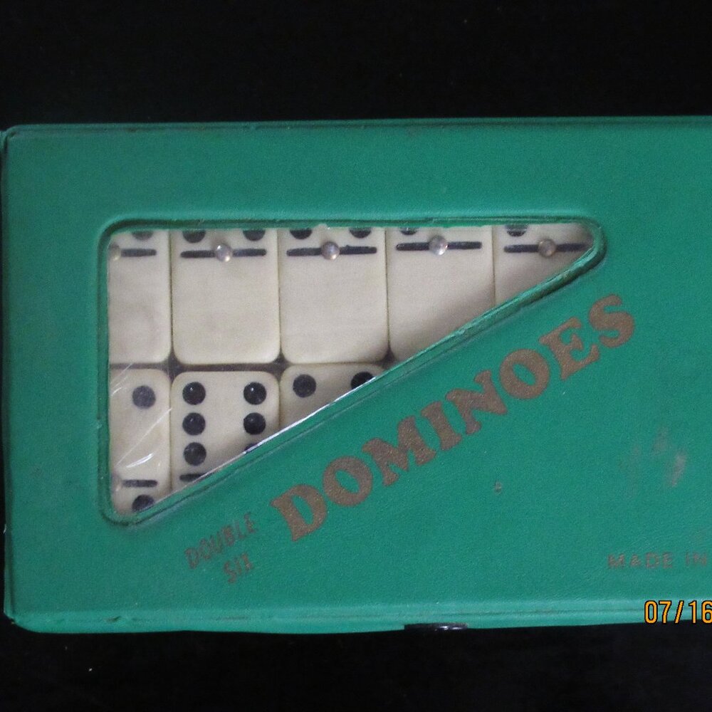 Vintage Double Six Dominoes with Case
